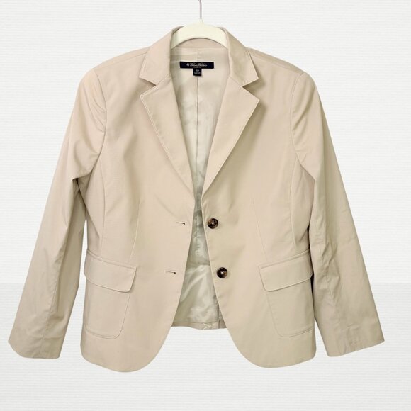 Brooks Brothers Womens 10P Cotton Milano Fit Beige Blazer Business Casual - Picture 1 of 13